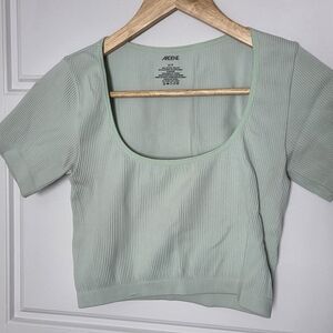Ardene Light Green Ribbed Crop Top